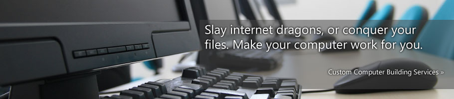 Slay dragons, or conquer your files. Make your computer work for you. Custom Computer Building Services.